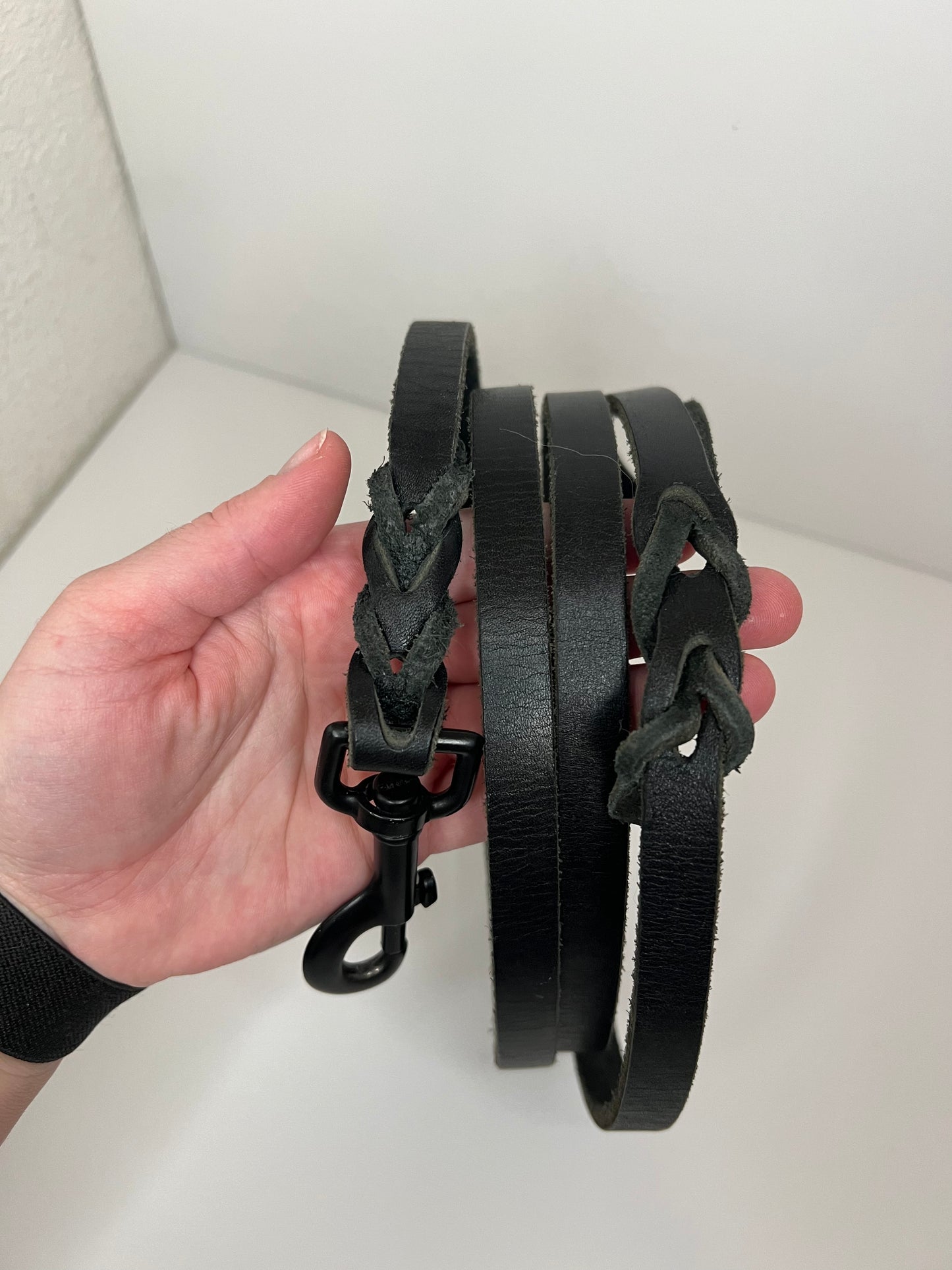 Black leather leash